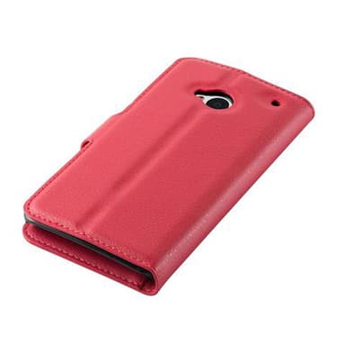 HTC ONE M7 Plånboksfodral Skal (Röd)