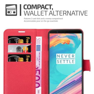 OnePlus 5T Plånboksfodral Skal (Röd)