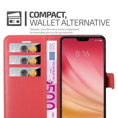 Xiaomi Mi 8 LITE Plånboksfodral Skal (Röd)