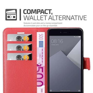 Xiaomi RedMi NOTE 5A Plånboksfodral Skal (Röd)