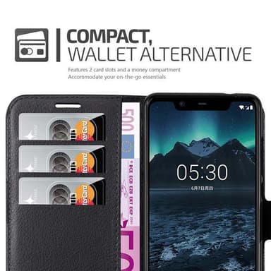 Nokia 5.1 Plånboksfodral Skal (Svart)