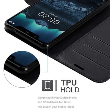 Nokia 5.1 Plånboksfodral Skal (Svart)
