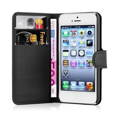 iPhone 5 / 5S / SE 2016 Plånboksfodral Skal (Svart)
