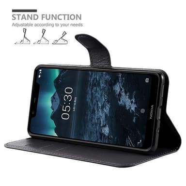 Nokia 5.1 Plånboksfodral Skal (Svart)