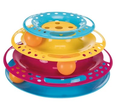 Leksak för katter cirkeltorn - fånga bollarna, plast, ø 25 × 13 cm