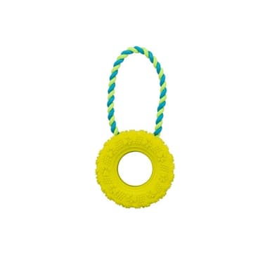 Leksak för hundar Däck på rep, naturgummi, ø 15 × 31 cm