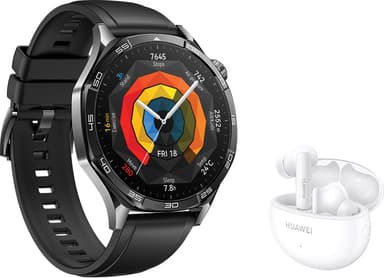 Huawei Watch GT 5 sportklocka 46 mm svart FreeBuds 5i presentforpackning Elgiganten Elgiganten