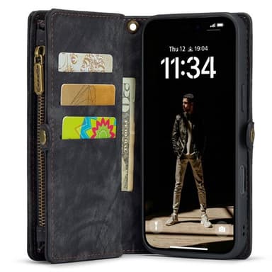 CaseMe mobilfodral 008 8-kort iPhone 16 - Svart/grå