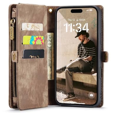 CaseMe mobilfodral 008 8-kort iPhone 16 Plus - Brun