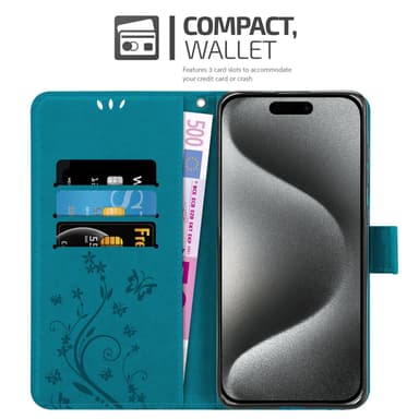 iPhone 16 PRO Plånboksfodral Skal (Blå)