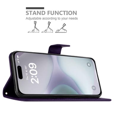 iPhone 16 PLUS Plånboksfodral Skal (Purpur)