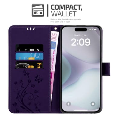 iPhone 16 PLUS Plånboksfodral Skal (Purpur)
