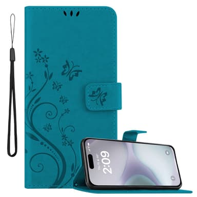 iPhone 16 PLUS Plånboksfodral Skal (Blå)