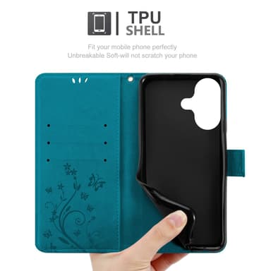 iPhone 16 PLUS Plånboksfodral Skal (Blå)