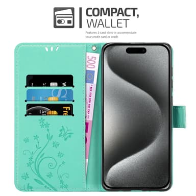 iPhone 16 PRO Plånboksfodral Skal (Turkos)