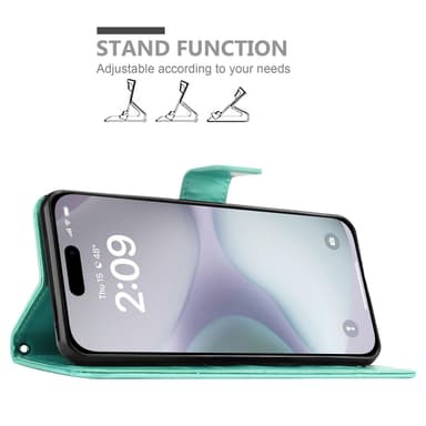 iPhone 16 PLUS Plånboksfodral Skal (Turkos)