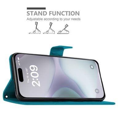 iPhone 16 PLUS Plånboksfodral Skal (Blå)