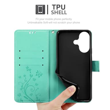 iPhone 16 PLUS Plånboksfodral Skal (Turkos)