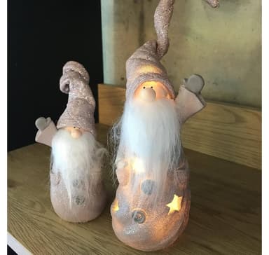 Stående tomte STAR LIGHT, H30cm, rosa