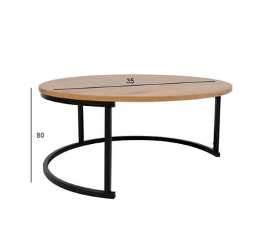 Soffbord BRITU D80xH35cm, ljust trä