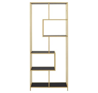 Hylla SEAFORD 77x35xH185cm, svart/guld