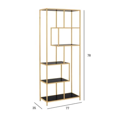 Hylla SEAFORD 77x35xH185cm, svart/guld