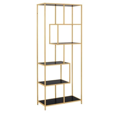 Hylla SEAFORD 77x35xH185cm, svart/guld