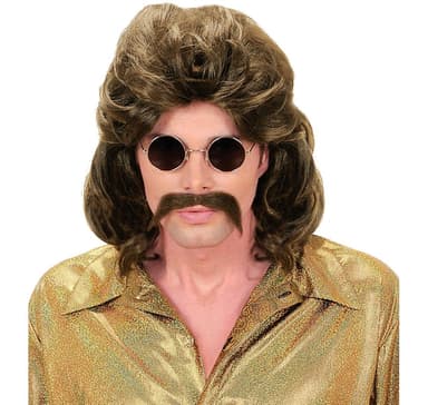 Peruk + mustasch '70s man'