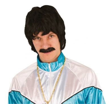 Peruk svart + mustasch