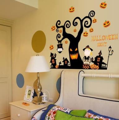 Väggdekoration med halloweenmotiv, Läskigt träd 60x90cm