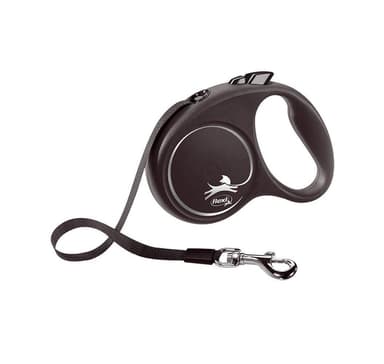 Gångkoppel Black Design S Ribbon 5m, svart, Flexi