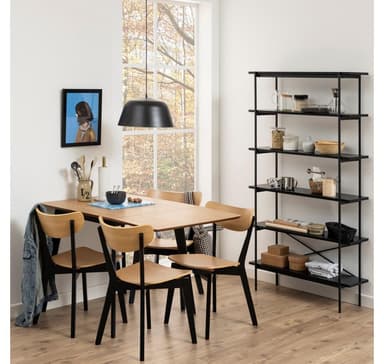 Matbord ROXBY, 80/120x80xH76cm, ek/svart