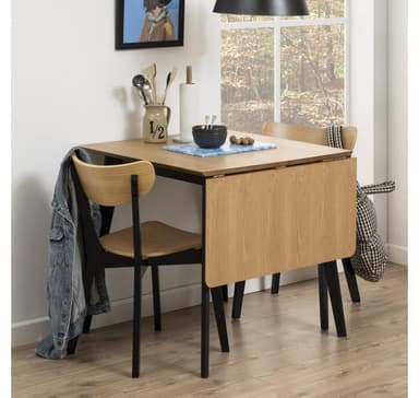 Matbord ROXBY, 80/120x80xH76cm, ek/svart