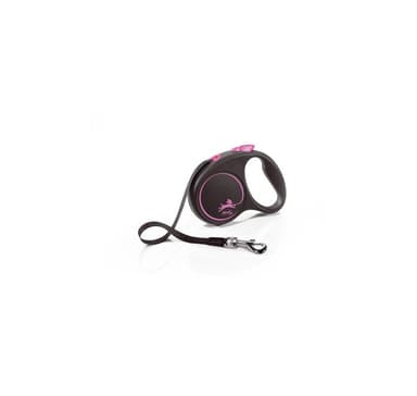 Walking koppel Black Design S Ribbon 5m rosa, Flexi
