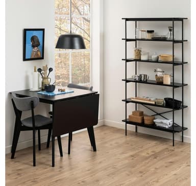 Matbord ROXBY, 80/120x80xH76cm, svart