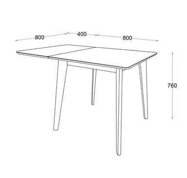 Matbord ROXBY, 80/120x80xH76cm, svart