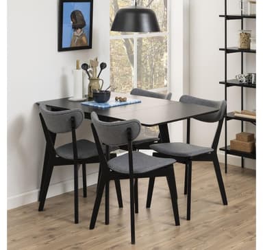 Matbord ROXBY, 80/120x80xH76cm, svart