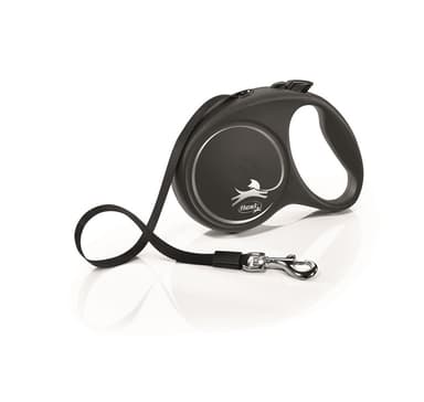 Gångkoppel Svart Design L Ribbon 5m svart, Flexi