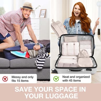 Organizer för resväska - Packkuber och påsar 7 st Beige
