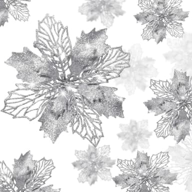 Konstgjorda blommor juldekoration 5-pack Silver