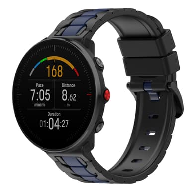 Klockarmband silikon svart/blå 22 mm