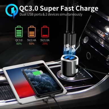 Trådlös FM-sändare för bilen Bluetooth 5.0 QC3