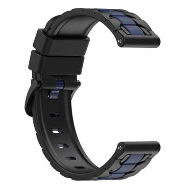 Klockarmband silikon svart/blå 22 mm