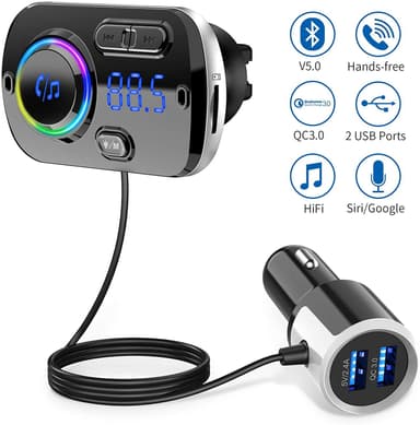 Trådlös FM-sändare för bilen Bluetooth 5.0 QC3