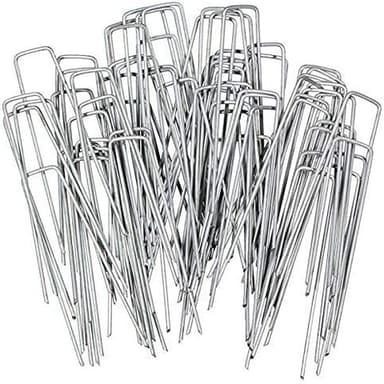 50 st U-formade förankringspinnar för trädgård Silver 10 cm