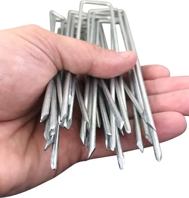 50 st U-formade förankringspinnar för trädgård Silver 10 cm