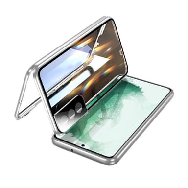 Magnetisk dubbelsidig telefonfodral i härdat glas Silver Samsung S23 P