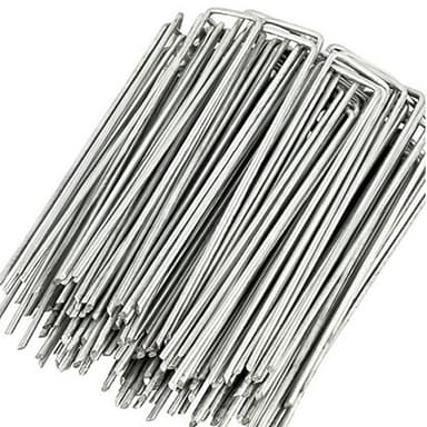 50 st U-formade förankringspinnar för trädgård Silver 10 cm