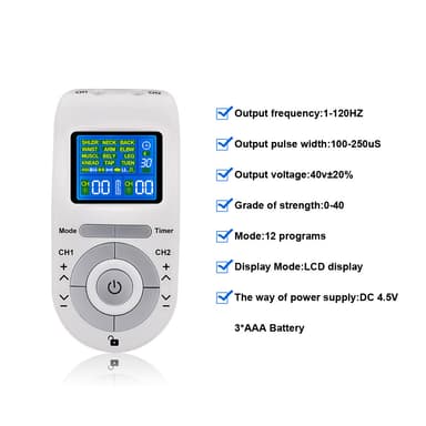 TENS EMS Massageapparat muskelstimulator för smärtlindring 12 lägen 20