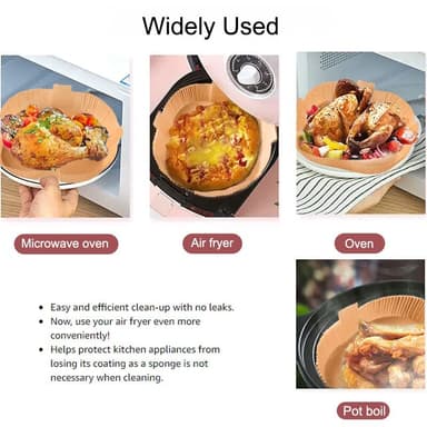 Engångs pappersinlägg för Air Fryer 120-pack Natur 20 cm